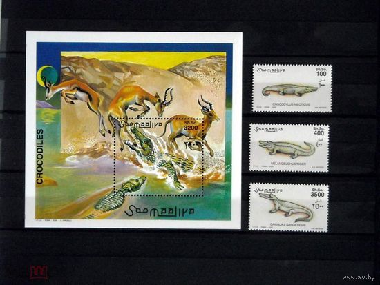 Сомали 2000 (Ми-839-41,Бл-70) Крокодилы, газели  MNH