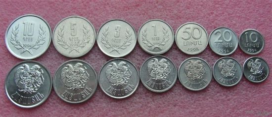 Армения. набор 7 монет 10, 20, 50 лума 1, 3, 5, 10 драм 1994 год  "Мешковой - Unc"