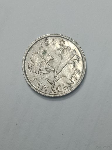 Бермудские острова 10 центов  1980  года .