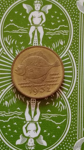 Польша Данциг 5 пфеннигов 1932 рыба камбала