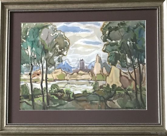 Кубарев В.Г Тайная бухта. Бумага, гуашь, акварель. Размер 55х68 см. с рамой и паспарту.