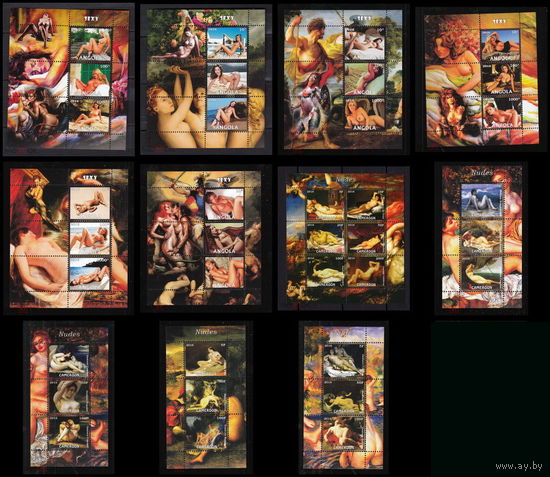 Серия блоков ДЕВУШКИ ИСКУССТВО КАРТИНЫ  MNH