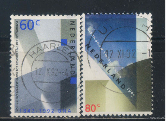 Нидерланды 1992 150 летие Союза нидерландских архитекторов. Открытие нового здания парламента в Гааге Полная #1439-40