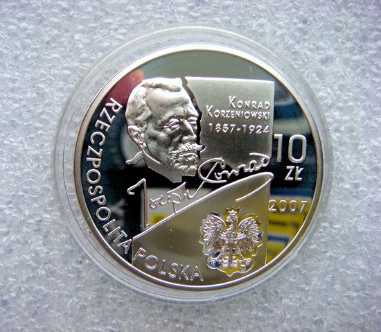 10 злотых 2007. Польша. 150 лет со дня рождения Коженёвского. Серебро
