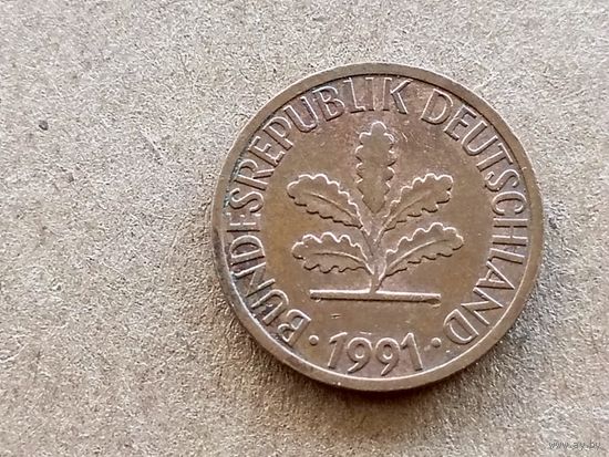 ФРГ 1 пфенниг, 1991"G" (К-U-)