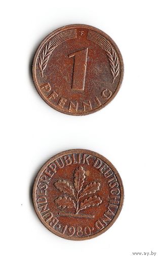 1 пфенниг Германия 1980 года(F)