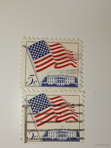 США 1963 с изображением американского флага над Белым домом.