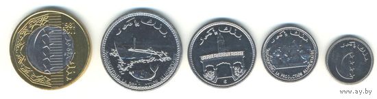 Коморские острова. Набор 5 монет (10, 25, 50, 100, 250 франков).