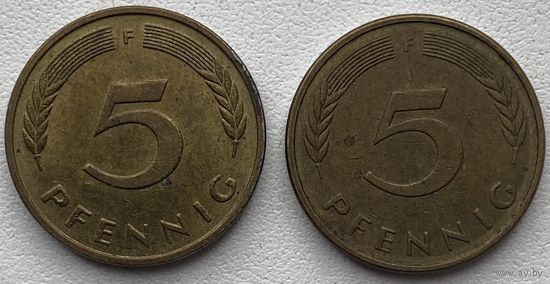Германия 5 пфеннигов 1990 г. F. Цена за 1 шт.