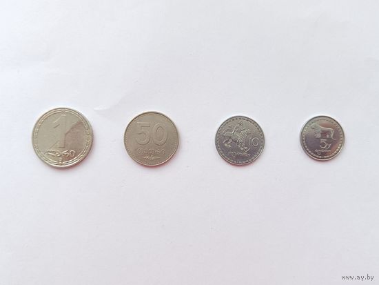 Грузия, 4 монеты. С рубля!