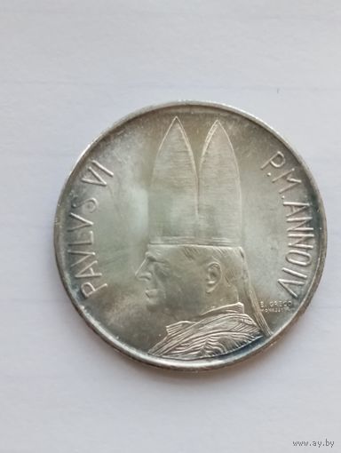 Ватикан  500 лир  1966 г. Павел VI , серебро UNC