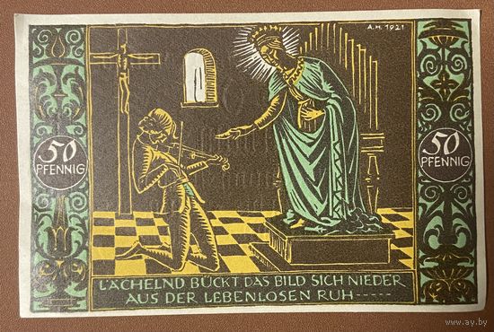 Нотгельд , 50 пфеннигов, ВЮРТЕМБЕРГ, 1921 год. Веймарская республика