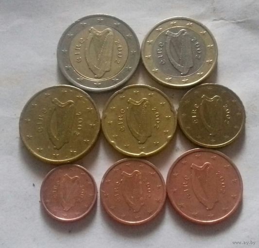 Полный ГОДОВОЙ набор евро монет Ирландии 2002 г. (1, 2, 5, 10, 20, 50 евроцентов, 1, 2 евро)
