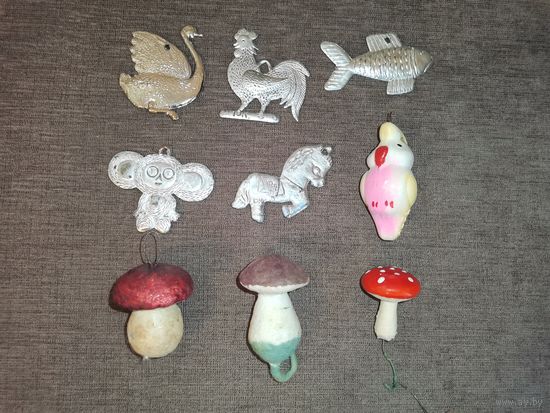 Ёлочные игрушки, времён СССР,  9 штук.