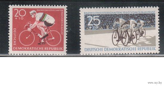 ГДР-1960(Мих.779-780)  *  ,  Спорт, Велосипеды, Велоспорт, (полная серия)