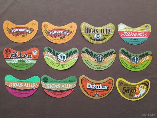 Пивные этикетки в типографском состоянии по рублю, Латвия, цена за 1 шт., ю-594 (3708)