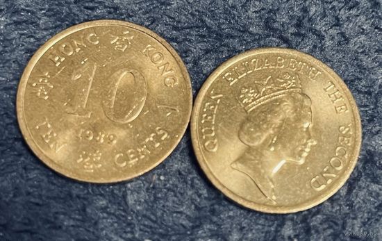 Гонконг 10 центов 1989 UNC