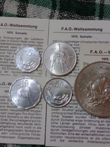 Сомали ФАО 5 штук 1970,1976 unc