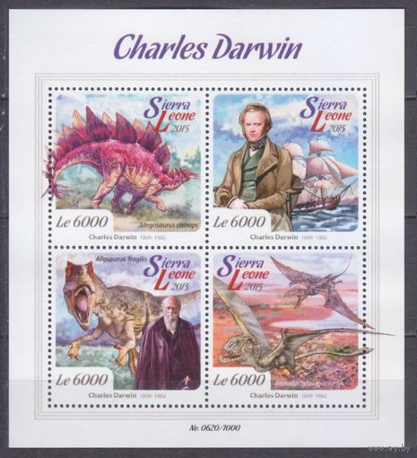 2015 Сьерра-Леоне 6773-6776KL Динозавры / Чарльз Дарвин 11,00 евро