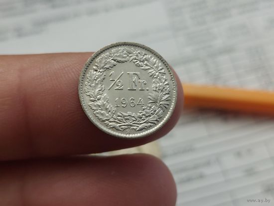 1/2 франка швейцария 1964