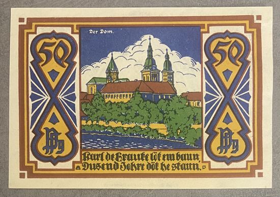 Нотгельд  50 пфеннигов 1922 год. Оснабрюк. Веймарская республика.