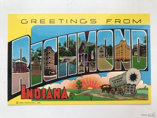 Открытка винтажная Greetings from Richmond Indiana