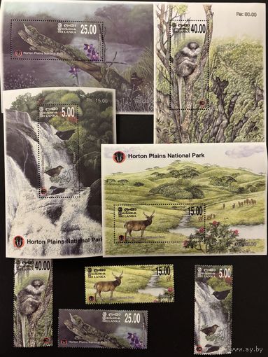 Марки Шри Ланка 2010 Фауна Птицы Приматы Рептилии 4 блока и 4 марки - полный комплект