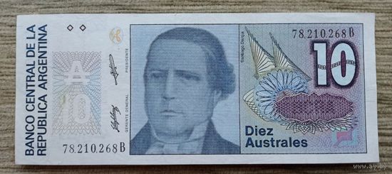 Werty71 Аргентина 10 аустралей 1985 - 1990 аUNC банкнота