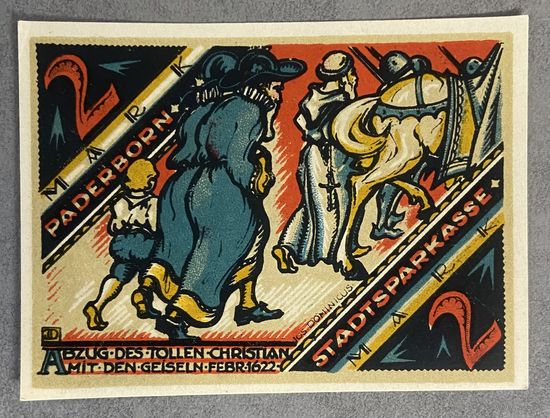 Нотгельд 2 марки 1921 год. Падерборн. Веймарская республика