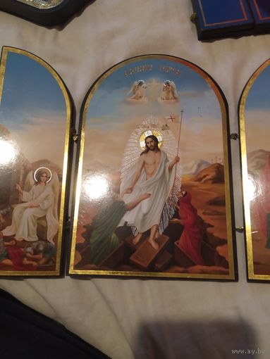 Складень Воскресение Христово на дереве отличный 16/30