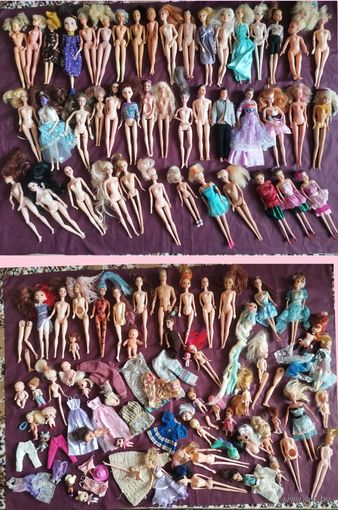 Куклы куколки разные современные + запчасти + одежда - лот около 6 кг - всё с 1 рубля