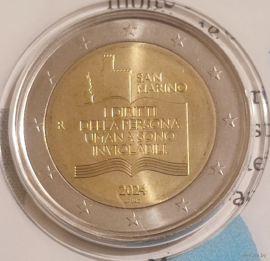 2 евро Сан-Марино 2024 год 50 лет Декларации гражданских прав