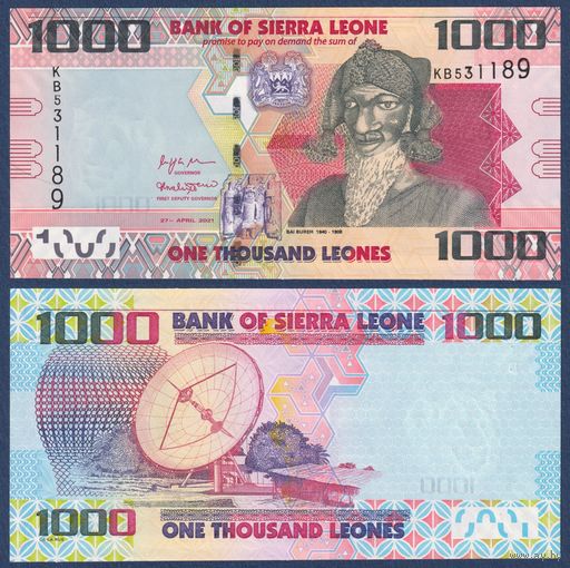 Сьерра-Леоне, 1000 леоне 2021 г, P-30 (KB, племенной вождь локо и правитель королевства Кассе - Баи Буре), UNC