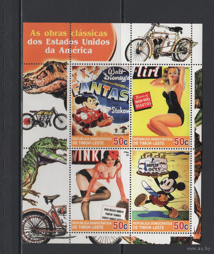 Живопись Восточный Тимор 2004** Уолт Дисней (Walt Disney) Герои мультфильмов, плакат Пин-Ап (pin-up girl)