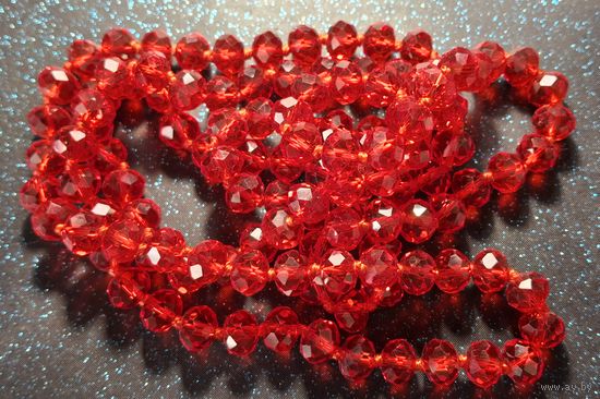 Бусы чехословакия рубиновое стекло длинная нитка распродажа коллекции