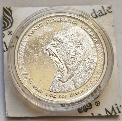 Конго 2020 серебро (1 oz) "Горилла"