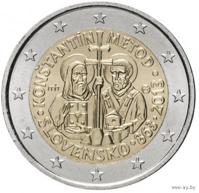 2 евро 2013 Словакия Кирилл и Мефодий UNC из ролла