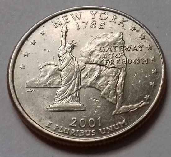 25 центов, квотер США, штат Нью-Йорк, D