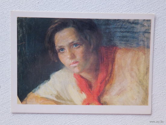 Касаткин  пионерка живопись 10х15 см