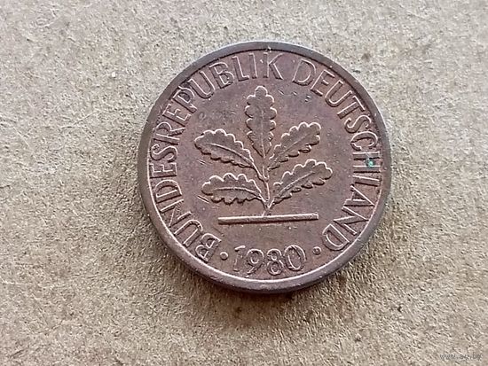 ФРГ 1 пфенниг, 1980"F" (К-U-обм)