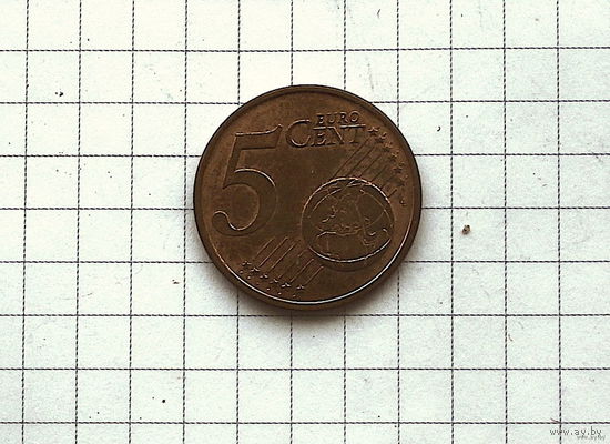 5 евро центов 2022г Франция медь UNC