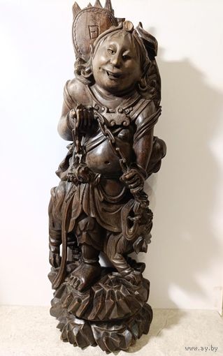 Антикварная скульптура из дерева. Китай, 19-начало 20 в. Budai, "Смеющийся Будда".