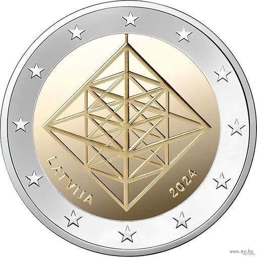 2 евро 2024 Латвия Пузурис UNC из ролла