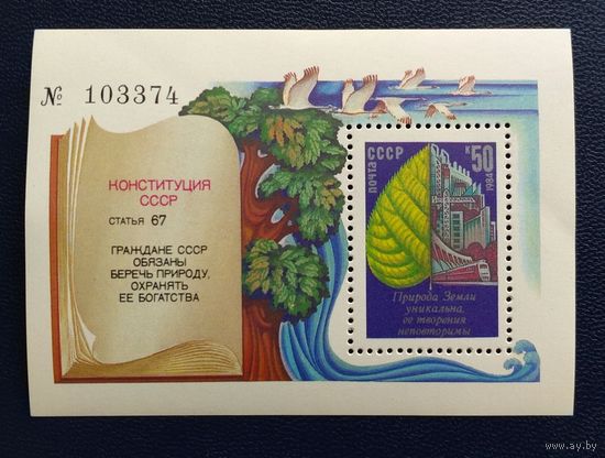 СССР.1984.Охрана окружающей среды (номерной блок, чистый)