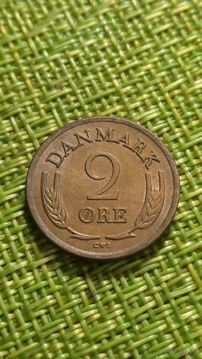 Дания 2 эре 1962 г ( в бронзе , редкая )