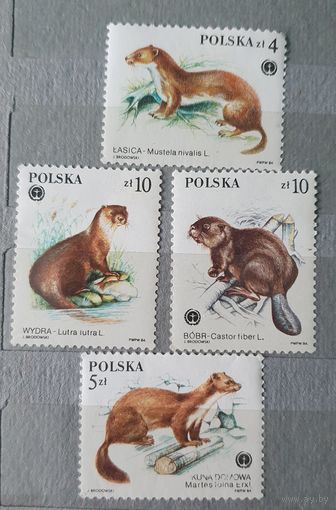 Польша пушные звери 4шт