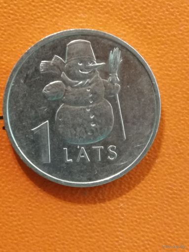 Латвия, 1 лат, 2007 год, СНЕГОВИК, KM# 85