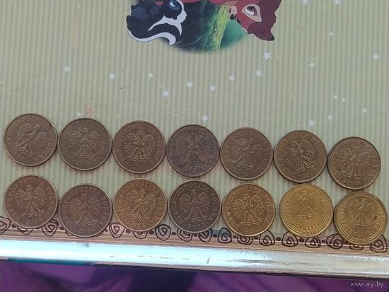 ПОЛНАЯ ПОГОДОВКА 1 грош Польша с 2001 по 2015 год   лот 8,     15 монеты