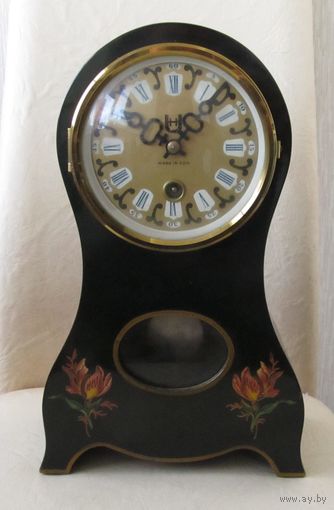 Все лоты с рубля.Часы настольные  Antike Uhr АЗ Halle ,лакированное дерево , ГДР