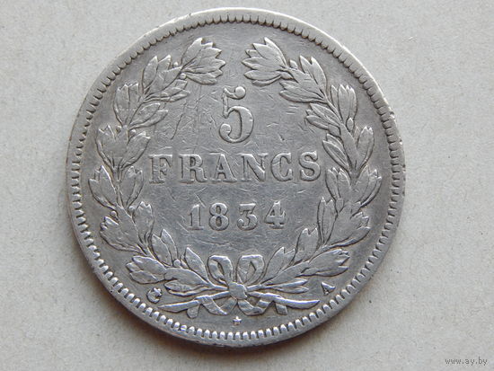 Франция 5 франков 1834г.